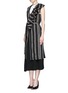 Figure View - Click To Enlarge - TOME - Asymmetric ruffle stripe belted cotton-silk dress