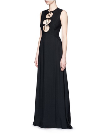Figure View - Click To Enlarge - ROSETTA GETTY - Cutout tie front sleeveless combo crepe gown