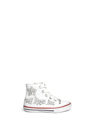 Main View - Click To Enlarge - 90115 - 'Flash' rhinestone stud leather toddler sneakers