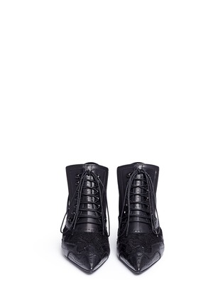 Front View - Click To Enlarge - GIVENCHY - Lace-up slingback brogue pumps