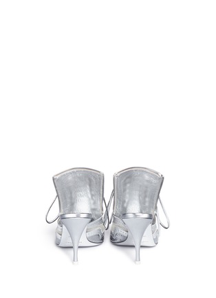 Back View - Click To Enlarge - GIVENCHY - 'Show' decorative lace-up metallic leather mules