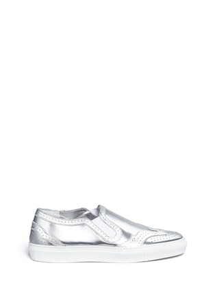 Main View - Click To Enlarge - GIVENCHY - 'Skate Basse New' brogue detail metallic leather slip-ons