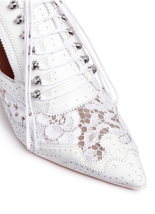 Detail View - Click To Enlarge - GIVENCHY - 'Show' decorative lace-up leather mules