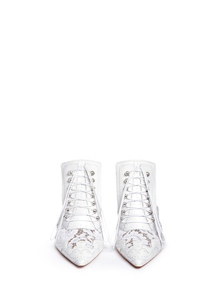 Front View - Click To Enlarge - GIVENCHY - 'Show' decorative lace-up leather mules