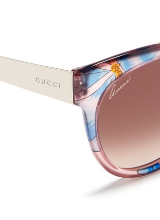 Detail View - Click To Enlarge - GUCCI - 'Flora' silk inlay cat eye Optyl sunglasses