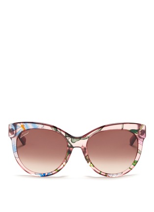 Main View - Click To Enlarge - GUCCI - 'Flora' silk inlay cat eye Optyl sunglasses