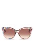 Main View - Click To Enlarge - GUCCI - 'Flora' silk inlay cat eye Optyl sunglasses