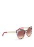 Figure View - Click To Enlarge - GUCCI - 'Flora' silk inlay cat eye Optyl sunglasses