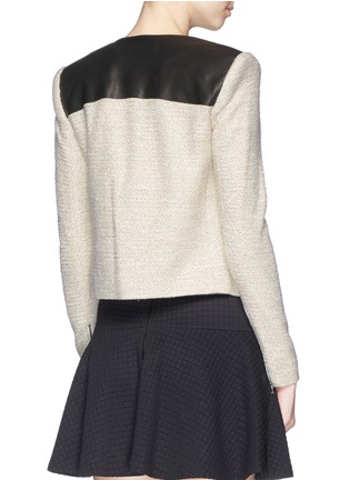 Back View - Click To Enlarge - ALICE & OLIVIA - 'Idris' leather trim collarless bouclé jacket