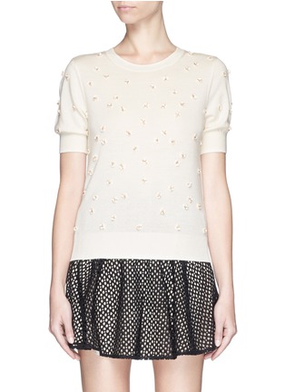 Main View - Click To Enlarge - ALICE & OLIVIA - 'Abi' 3D flower appliqué sweater