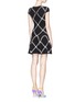 Back View - Click To Enlarge - ALICE & OLIVIA - Plaid check knit drop waist dress