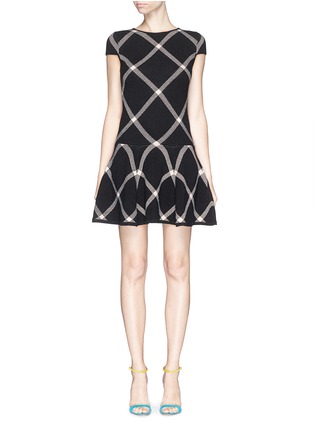 Main View - Click To Enlarge - ALICE & OLIVIA - Plaid check knit drop waist dress