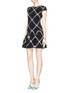 Figure View - Click To Enlarge - ALICE & OLIVIA - Plaid check knit drop waist dress