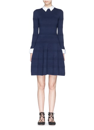 Main View - Click To Enlarge - ALICE & OLIVIA - Textured stripe shirting sweater dress