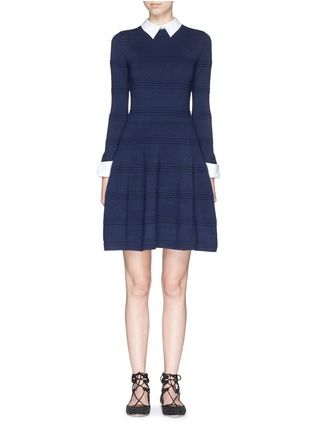 Figure View - Click To Enlarge - ALICE & OLIVIA - Textured stripe shirting sweater dress