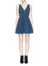 Main View - Click To Enlarge - ALICE & OLIVIA - 'Mercy' plunge V-neck jacquard flounce dress
