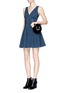 Figure View - Click To Enlarge - ALICE & OLIVIA - 'Mercy' plunge V-neck jacquard flounce dress