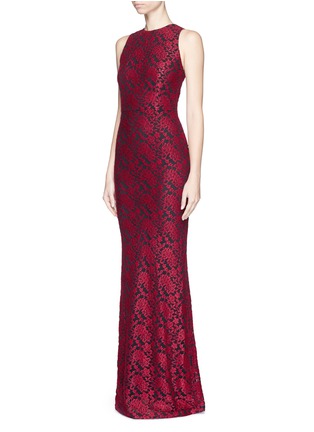 Front View - Click To Enlarge - ALICE & OLIVIA - 'Roxie' embroidered diamond back gown