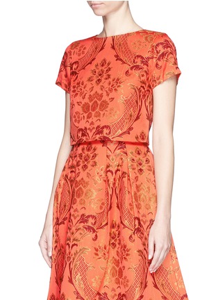 Front View - Click To Enlarge - ALICE & OLIVIA - 'Baxter' floral jacquard cropped top