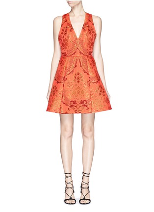 Main View - Click To Enlarge - ALICE & OLIVIA - 'Mollie' floral jacquard box pleat dress