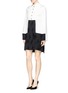Front View - Click To Enlarge - ALEXANDER MCQUEEN - Square dot panel silk shirt dress