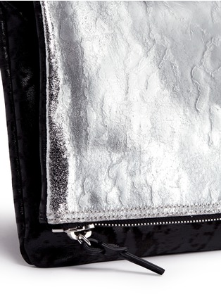 Detail View - Click To Enlarge - MC Q - Metallic leather front razor foldover clutch