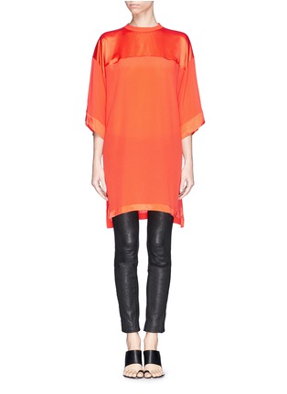 Main View - Click To Enlarge - GIVENCHY - Oversized satin trim crepe T-shirt dress
