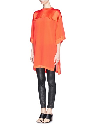 Figure View - Click To Enlarge - GIVENCHY - Oversized satin trim crepe T-shirt dress