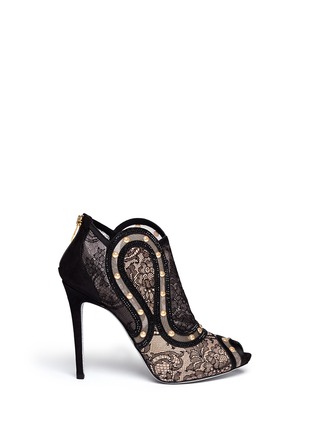 Main View - Click To Enlarge - RENÉ CAOVILLA - 'Cannes' crystal strap lace mesh booties