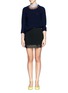 Figure View - Click To Enlarge - ALICE & OLIVIA - 'Andra' leather panel layer skirt