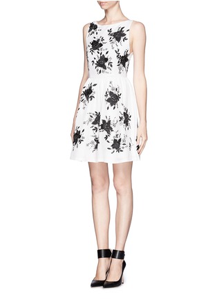 Front View - Click To Enlarge - ALICE & OLIVIA - 'Lillyanne' silk embellished puff skirt dress
