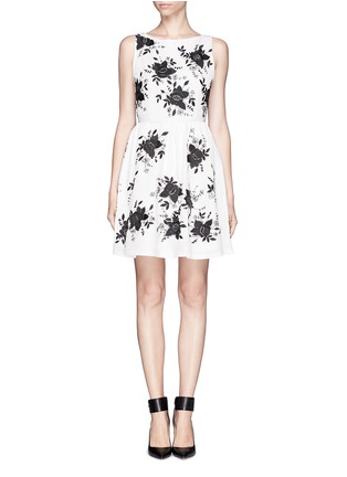 Main View - Click To Enlarge - ALICE & OLIVIA - 'Lillyanne' silk embellished puff skirt dress
