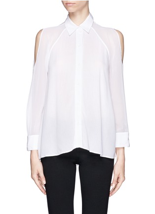 Main View - Click To Enlarge - ALICE & OLIVIA - 'Gibson' sheer open shoulder blouse