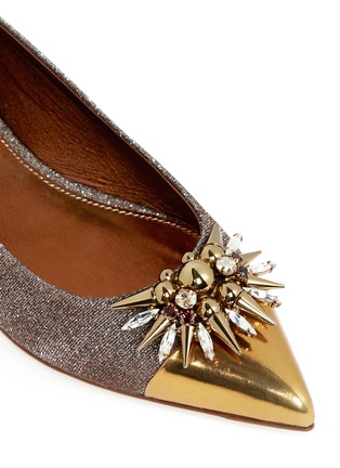 Detail View - Click To Enlarge - SERGIO ROSSI - 'Glam' jewel toe metallic lurex flats
