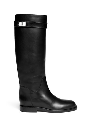 Main View - Click To Enlarge - GIVENCHY - Shark tooth turn lock leather riding boots