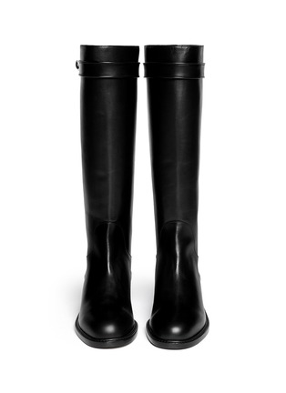 Figure View - Click To Enlarge - GIVENCHY - Shark tooth turn lock leather riding boots
