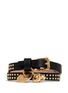 Main View - Click To Enlarge - ALEXANDER MCQUEEN - Skull charm double wrap stud leather bracelet