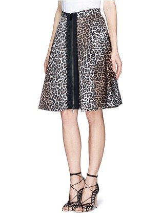 Front View - Click To Enlarge - ELIZABETH AND JAMES - 'Belle' front zip leopard print skirt