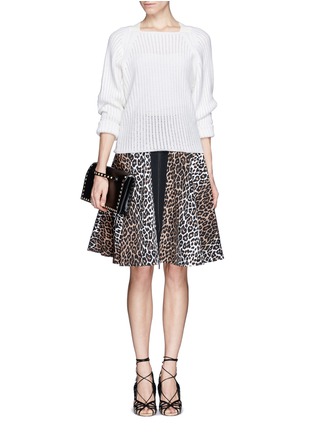 Figure View - Click To Enlarge - ELIZABETH AND JAMES - 'Belle' front zip leopard print skirt