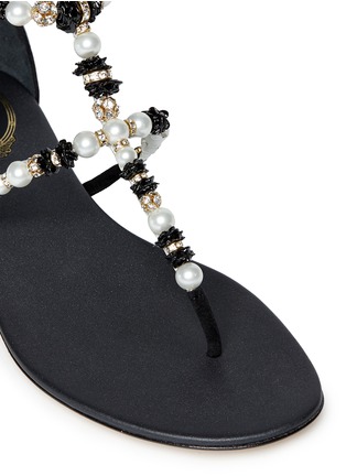 Detail View - Click To Enlarge - RENÉ CAOVILLA - Floral bead faux pearl flat sandals