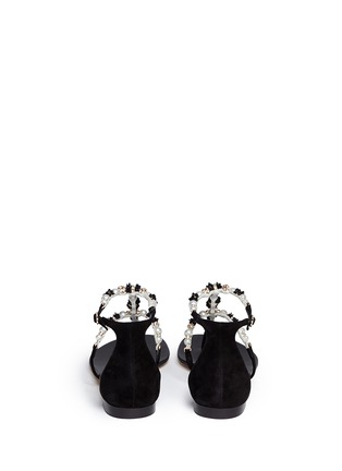 Back View - Click To Enlarge - RENÉ CAOVILLA - Floral bead faux pearl flat sandals
