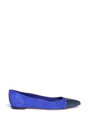 Main View - Click To Enlarge - SERGIO ROSSI - 'Siren' cutout leather toe cap suede flats