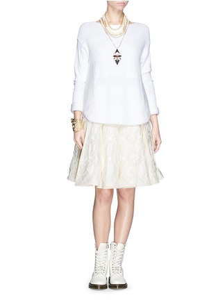 Figure View - Click To Enlarge - KTZ - Embroidery patchwork pleat wool skirt