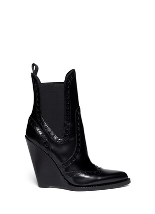 Main View - Click To Enlarge - ALEXANDER WANG - Nadja' wingtip leather Chelsea wedge boots