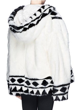 Back View - Click To Enlarge - KTZ - Patchwork tribal trim faux fur hood coat