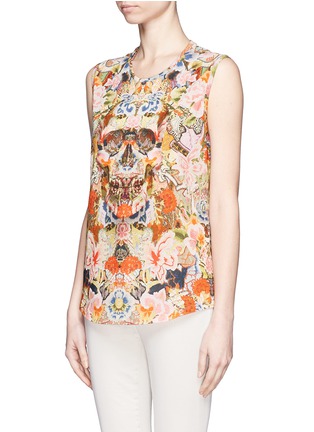 Front View - Click To Enlarge - ALEXANDER MCQUEEN - Skull flower print muscle cotton T-shirt