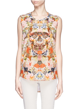 Main View - Click To Enlarge - ALEXANDER MCQUEEN - Skull flower print muscle cotton T-shirt