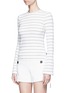 Front View - Click To Enlarge - COMME MOI - Ribbon bell sleeve stripe sweater