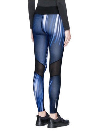 Back View - Click To Enlarge - CALVIN KLEIN PERFORMANCE - Mesh panel stripe print performance leggings