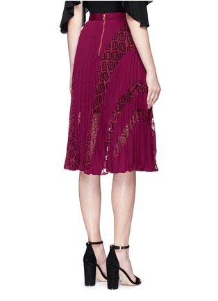 Back View - Click To Enlarge - SELF-PORTRAIT - 'Symm' lace insert pleated chiffon skirt
